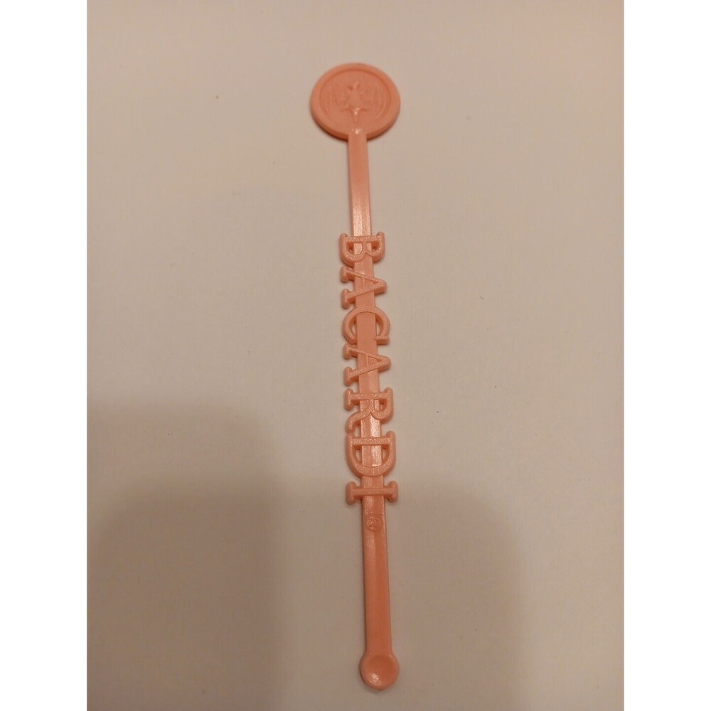 Bacardi Swizzle Stick Drink Stirrer Bat Logo Pink San Juan Puerto Rico